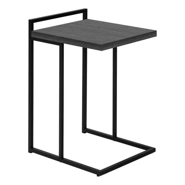 Monarch Specialties Accent Table, C-shaped, End, Side, Snack, Living Room, Bedroom, Metal, Laminate, Grey, Black I 3634